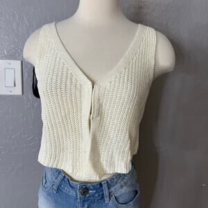12th Tribe Fawn Cream Knit Vest, Cream, M